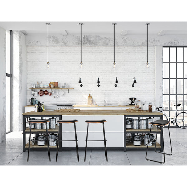 Artiss Set of 2 Backless PU Leather Bar Stools - Black and Wood freeshipping - Awezingly