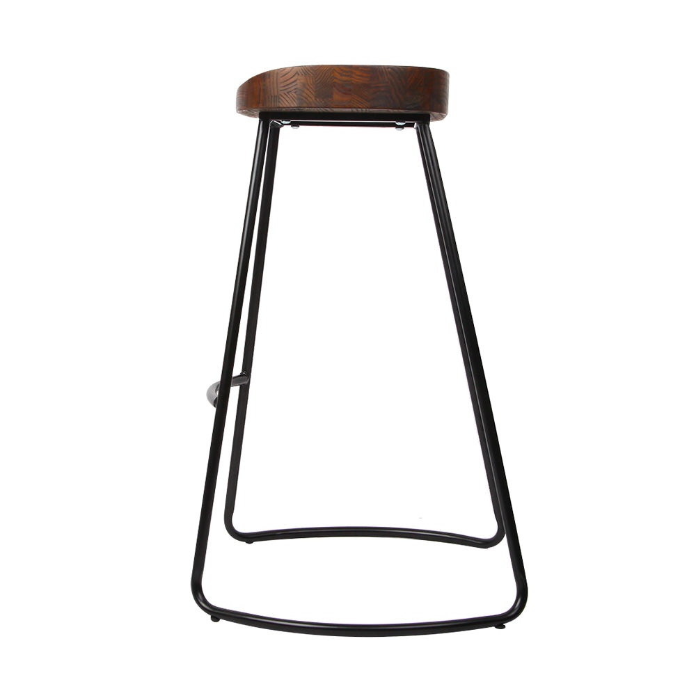 Artiss Set of 2 Wooden Backless Bar Stools - Black Artiss