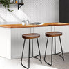Artiss Set of 2 Wooden Backless Bar Stools - Black