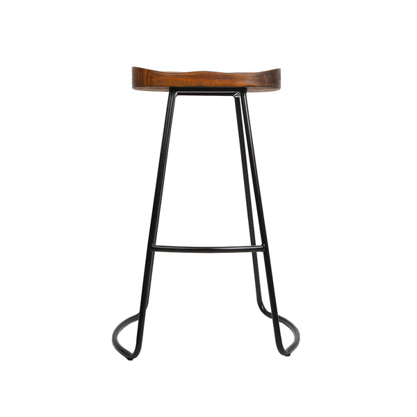 Artiss Set of 4 Elm Wood Backless Bar Stools 75cm - Black Artiss