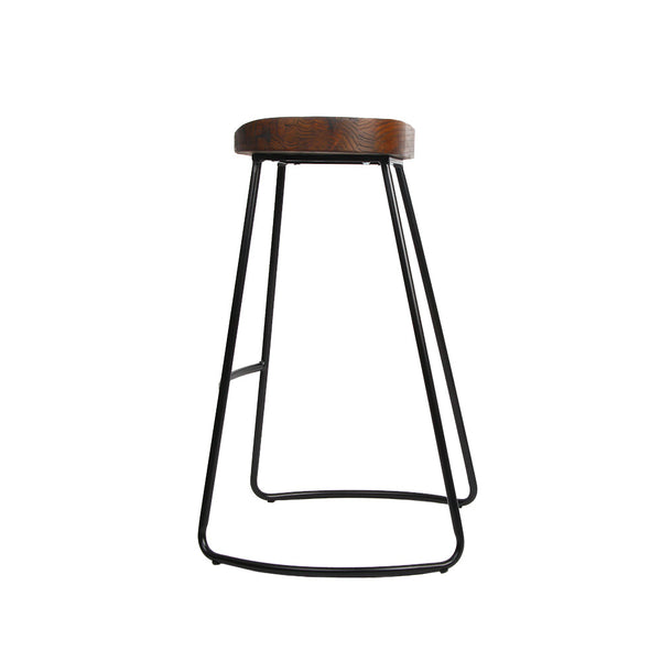 Artiss Set of 4 Elm Wood Backless Bar Stools 75cm - Black Artiss