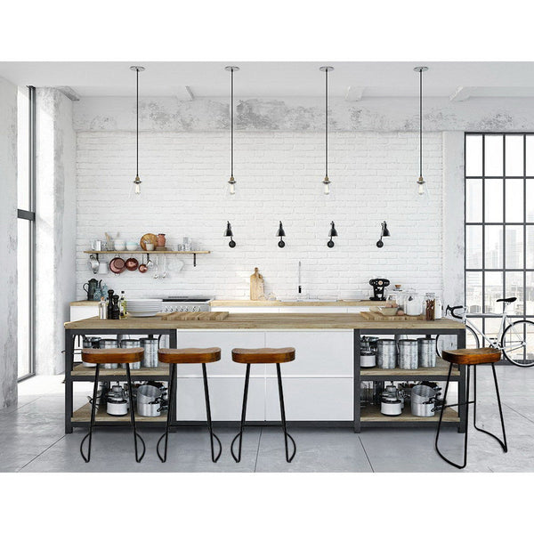 Artiss Set of 4 Elm Wood Backless Bar Stools 75cm - Black Artiss