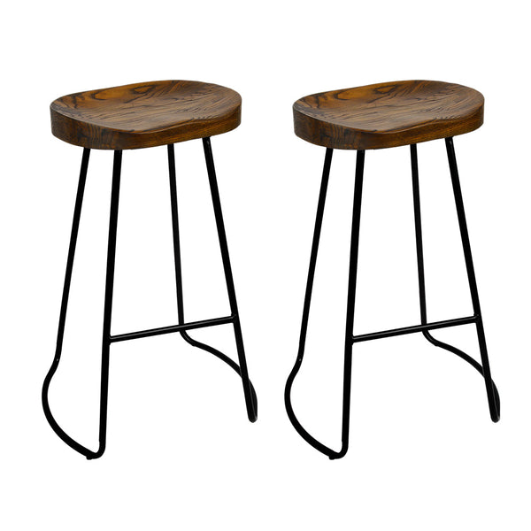 Artiss Set of 2 Wooden Backless Bar Stools - Black Artiss