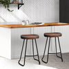 Artiss Set of 2 Wooden Backless Bar Stools - Black