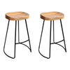 Artiss Set of 2 Elm Wood Backless Bar Stools 65cm - Black and Light Natural