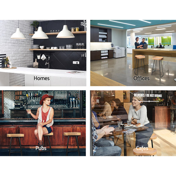 Artiss Set of 2 Elm Wood Backless Bar Stools 65cm - Black and Light Natural Artiss