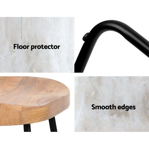 Artiss Set of 2 Wooden Backless Bar Stools - Natural freeshipping - Awezingly