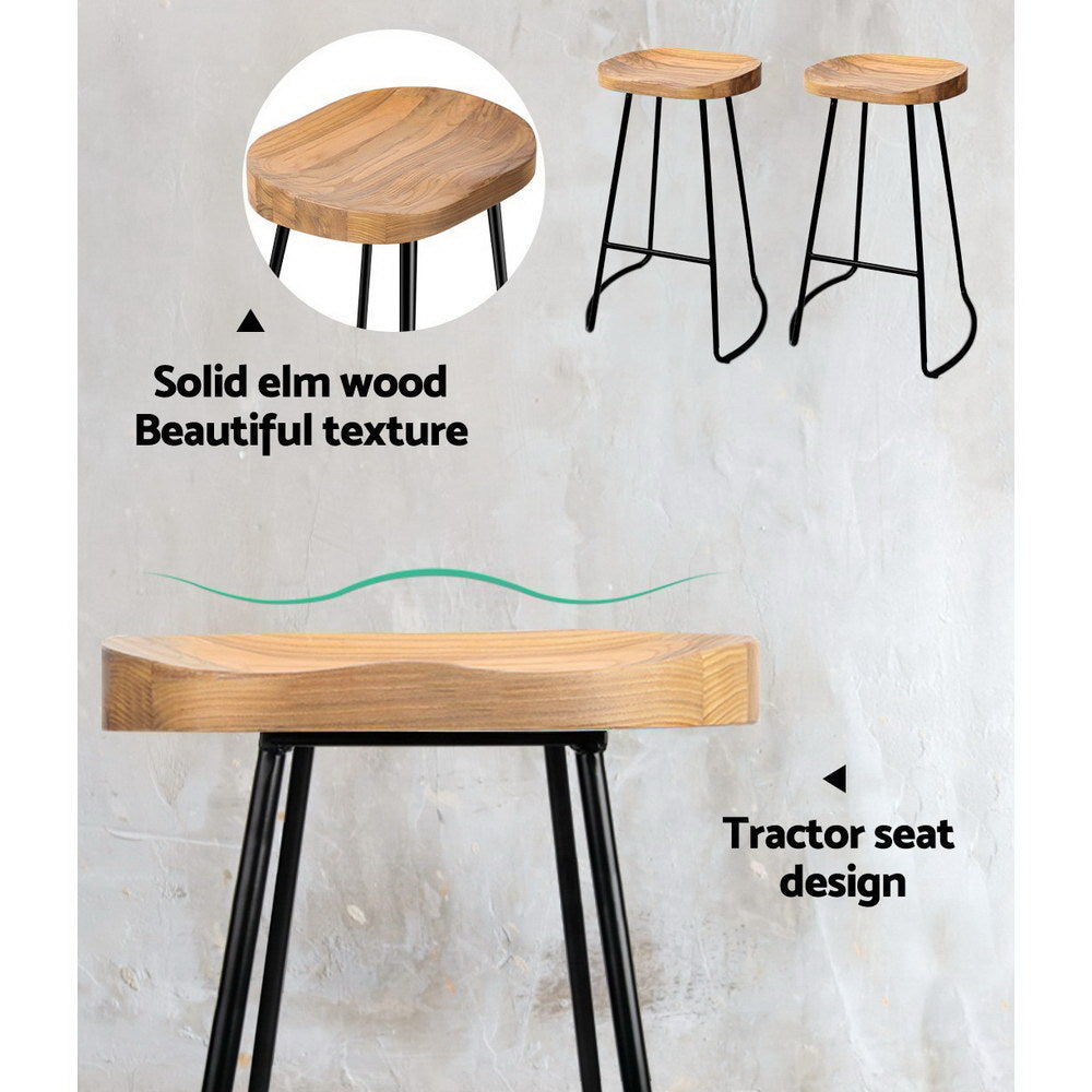 Artiss Set of 2 Wooden Backless Bar Stools - Natural freeshipping - Awezingly
