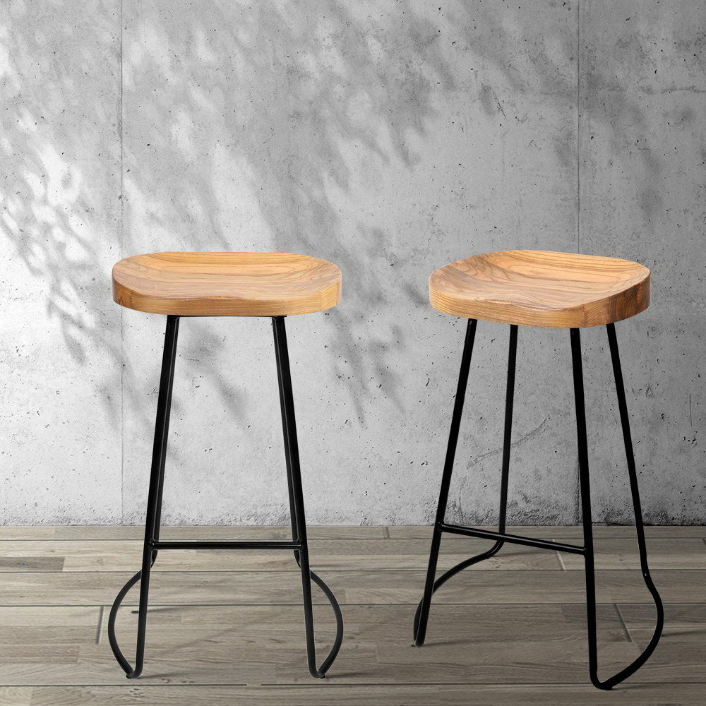 Artiss Set of 2 Wooden Backless Bar Stools - Natural freeshipping - Awezingly
