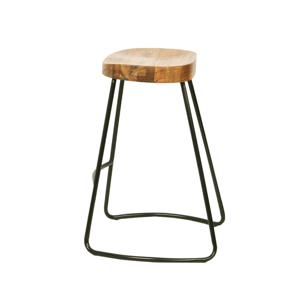 Artiss Set of 4 Elm Wood Backless Bar Stools 75cm - Black and Light Natural freeshipping - Awezingly
