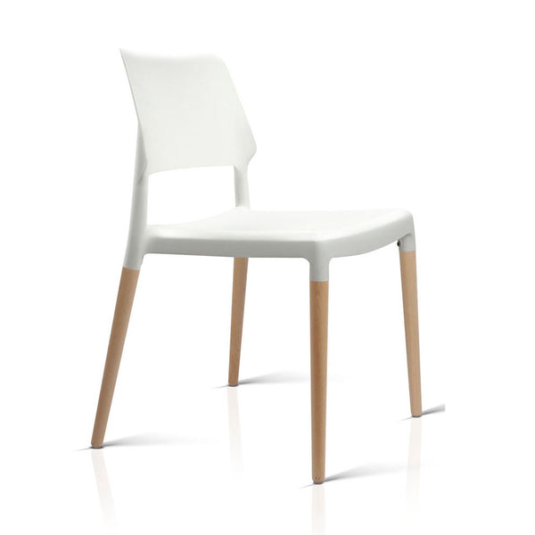 Artiss Set of 4 Wooden Stackable Dining Chairs - White freeshipping - Awezingly