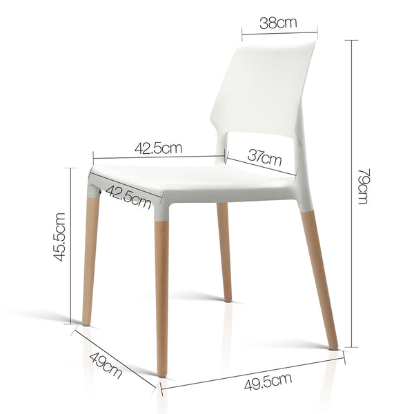 Artiss Set of 4 Wooden Stackable Dining Chairs - White freeshipping - Awezingly