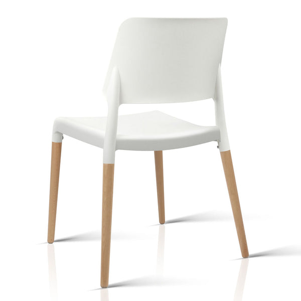 Artiss Set of 4 Wooden Stackable Dining Chairs - White freeshipping - Awezingly