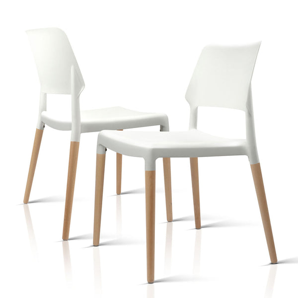Artiss Set of 4 Wooden Stackable Dining Chairs - White freeshipping - Awezingly