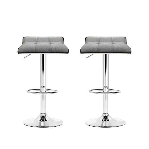 Artiss 2x Fabric Bar Stools Gas Lift Kitchen Grey freeshipping - Awezingly