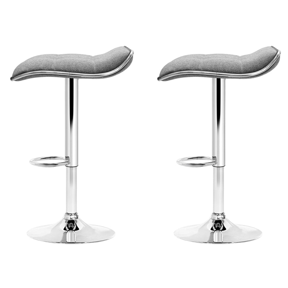 Artiss 2x Fabric Bar Stools Gas Lift Kitchen Grey freeshipping - Awezingly