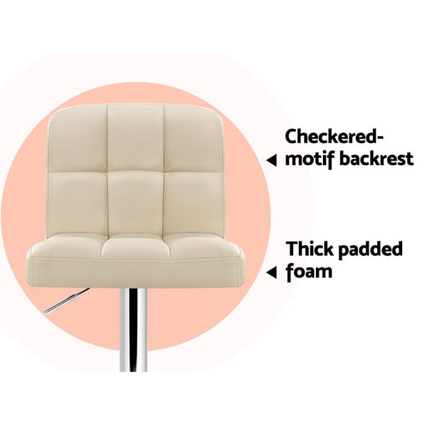 Artiss 2x Leather Bar Stools Gas Lift Beige freeshipping - Awezingly