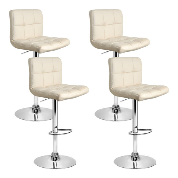 Artiss Set of 4 PU Leather Gas Lift Bar Stools - Beige freeshipping - Awezingly