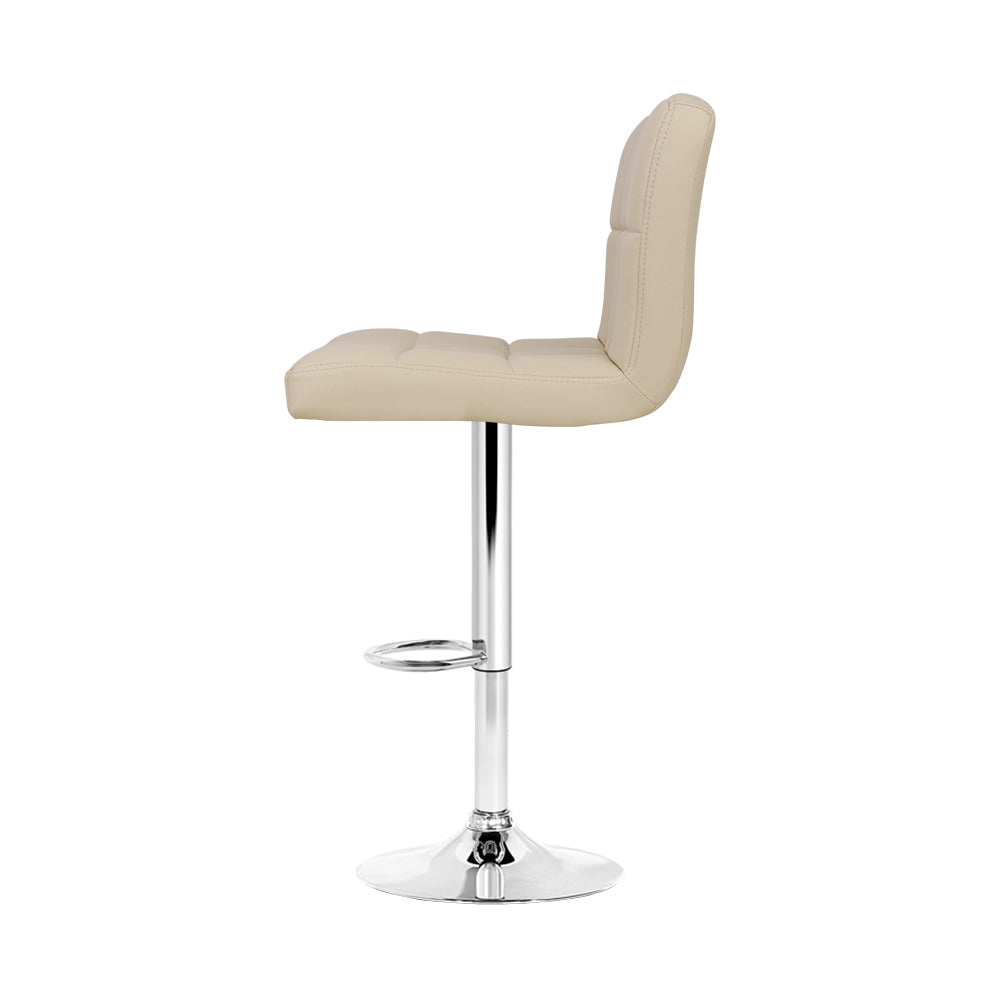 Artiss Set of 4 PU Leather Gas Lift Bar Stools - Beige freeshipping - Awezingly