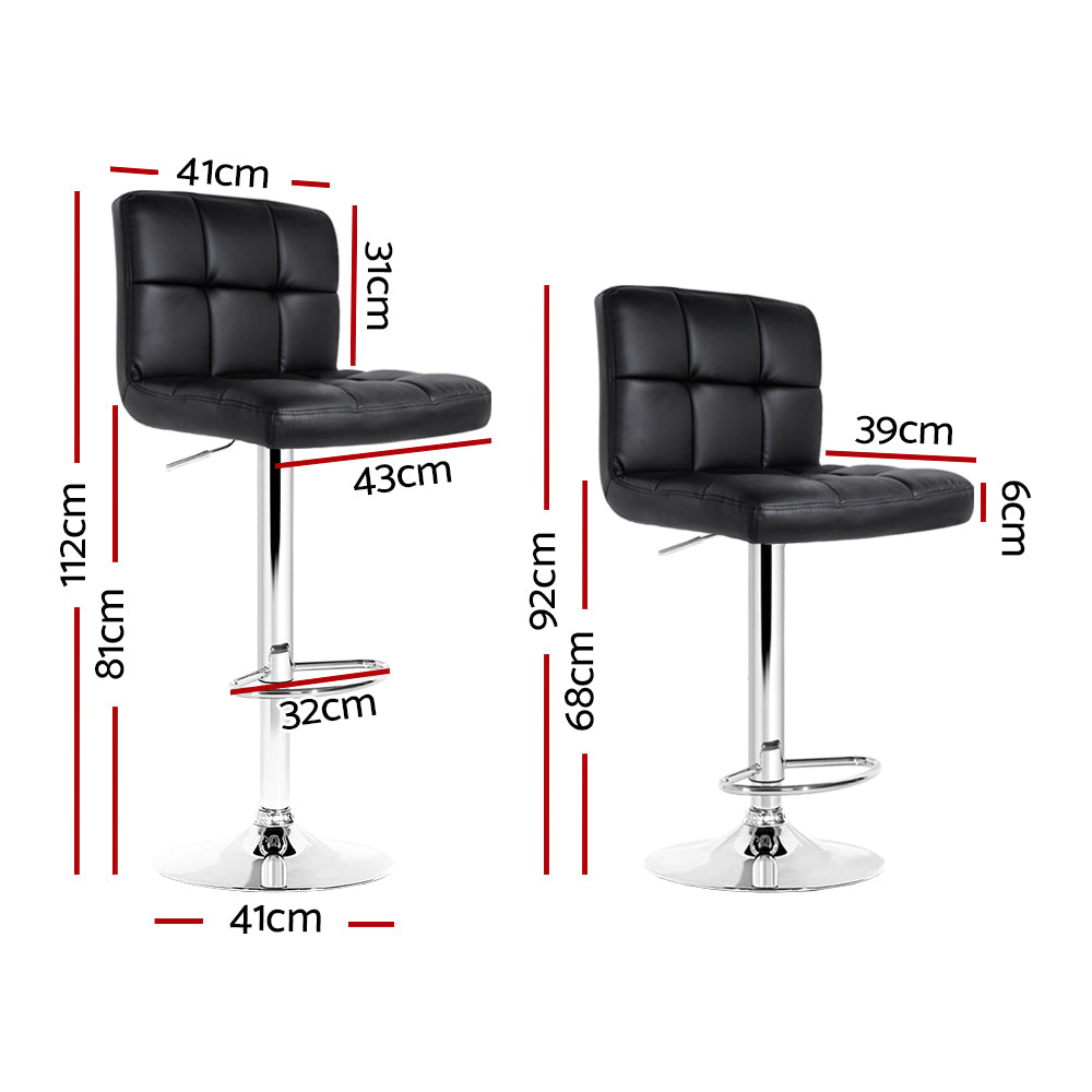 Artiss Set of 2 PU Leather Bar Stools - Black freeshipping - Awezingly