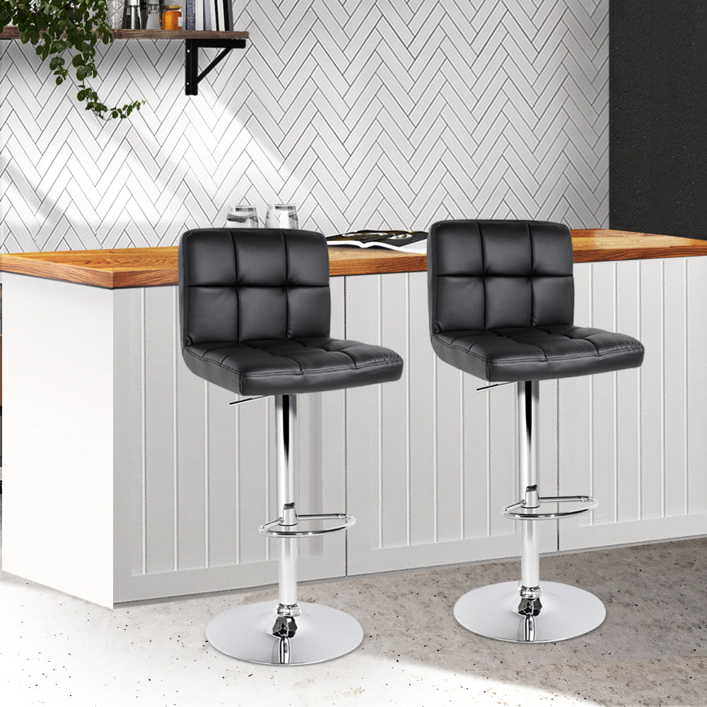 Artiss Set of 2 PU Leather Bar Stools - Black freeshipping - Awezingly