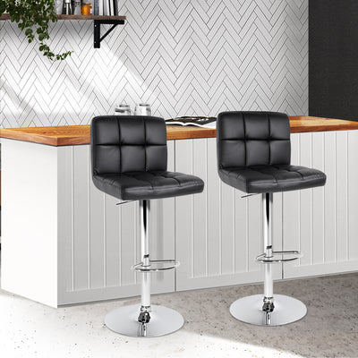 Artiss Set of 2 PU Leather Bar Stools - Black