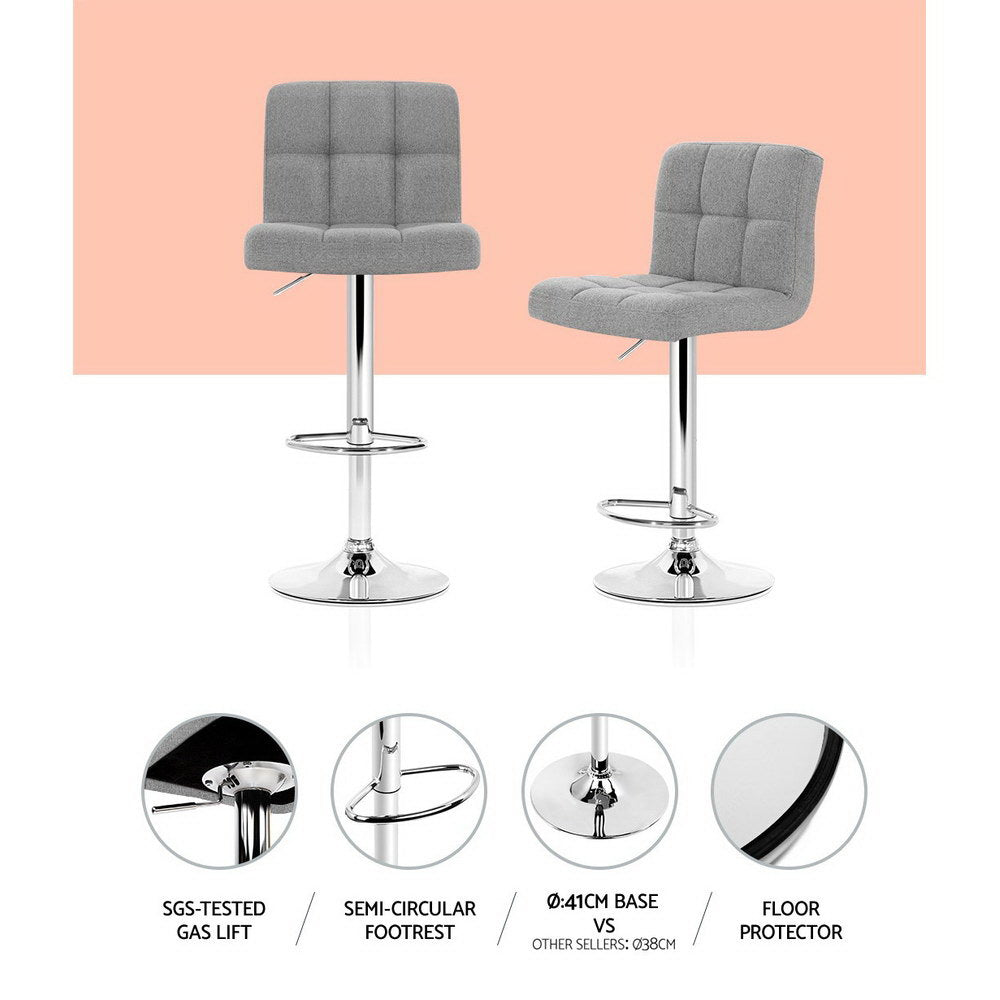 Artiss Set of 2 Fabric Bar Stools - Grey freeshipping - Awezingly