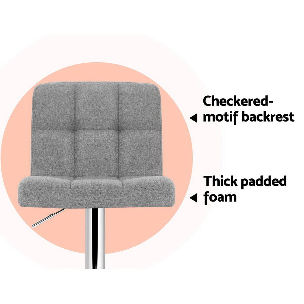 Artiss Set of 2 Fabric Bar Stools - Grey freeshipping - Awezingly