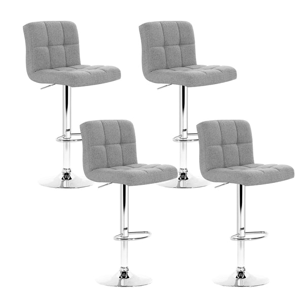 Artiss Set of 4 Fabric Swivel Bar Stools - Grey freeshipping - Awezingly