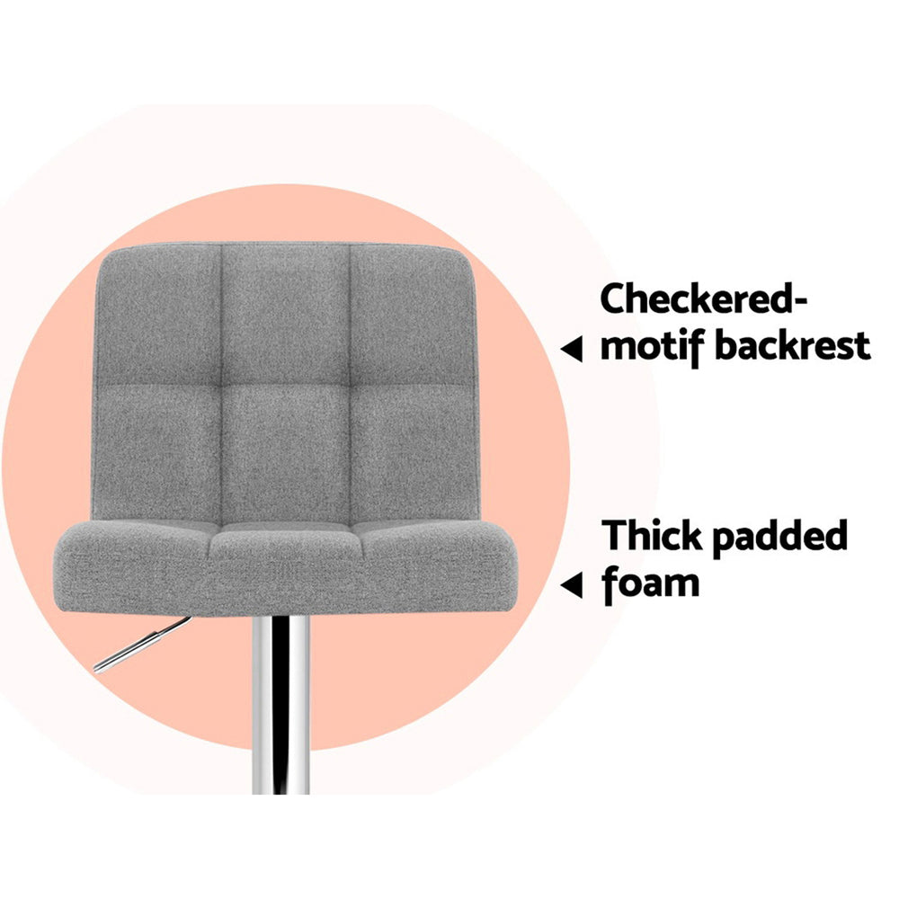 Artiss Set of 4 Fabric Swivel Bar Stools - Grey freeshipping - Awezingly