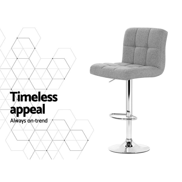 Artiss Set of 4 Fabric Swivel Bar Stools - Grey freeshipping - Awezingly