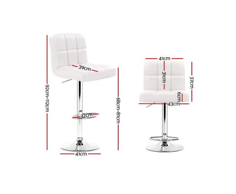 Artiss Set of 2 PU Leather Bar Stools - White freeshipping - Awezingly