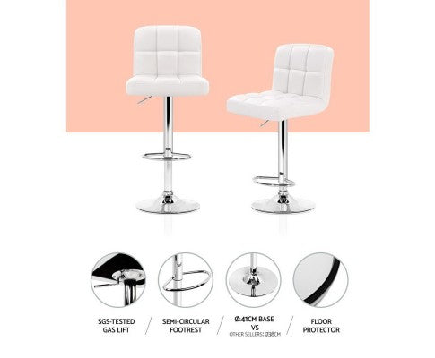 Artiss Set of 2 PU Leather Bar Stools - White freeshipping - Awezingly