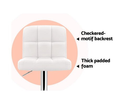 Artiss Set of 2 PU Leather Bar Stools - White freeshipping - Awezingly