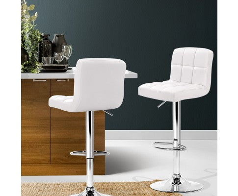 Artiss Set of 2 PU Leather Bar Stools - White freeshipping - Awezingly