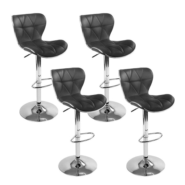 Artiss Set of 4 PU Leather Patterned Bar Stools - Black and Chrome freeshipping - Awezingly