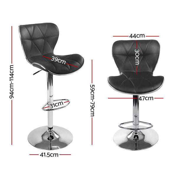 Artiss Set of 4 PU Leather Patterned Bar Stools - Black and Chrome freeshipping - Awezingly