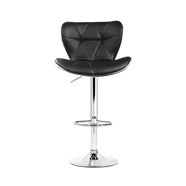 Artiss Set of 4 PU Leather Patterned Bar Stools - Black and Chrome freeshipping - Awezingly