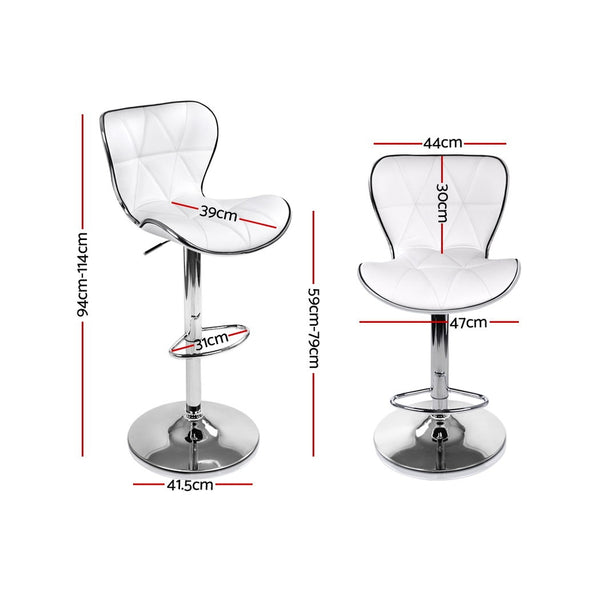 Artiss Set of 2 PU Leather Bar Stools - White freeshipping - Awezingly