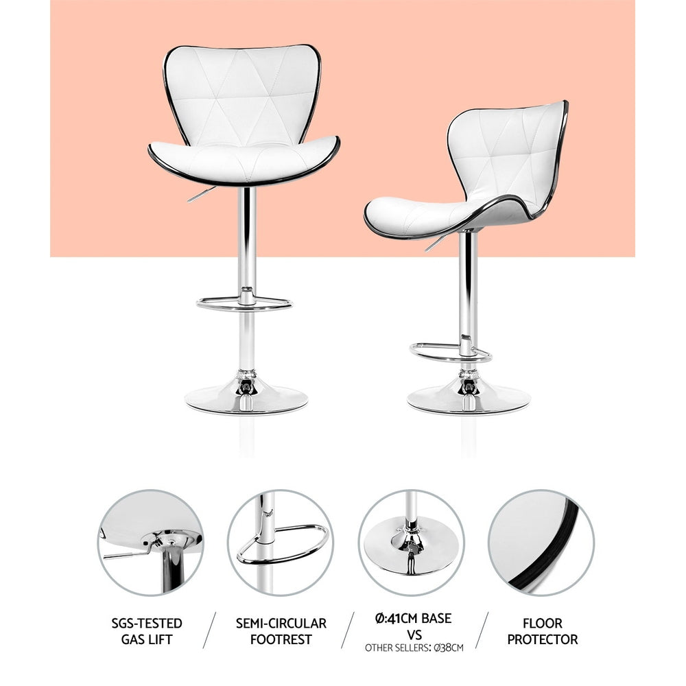 Artiss Set of 2 PU Leather Bar Stools - White freeshipping - Awezingly