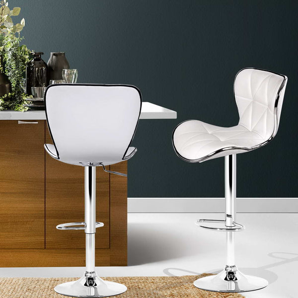 Artiss Set of 2 PU Leather Bar Stools - White freeshipping - Awezingly