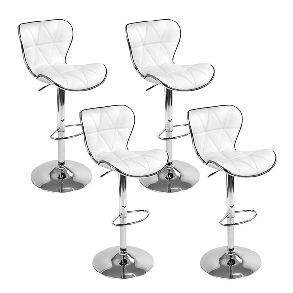 Artiss Set of 4 PU Leather Patterned Bar Stools - White and Chrome freeshipping - Awezingly
