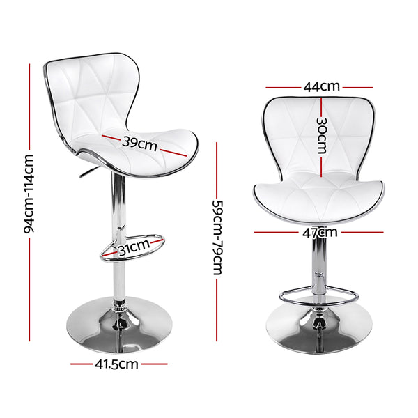 Artiss Set of 4 PU Leather Patterned Bar Stools - White and Chrome freeshipping - Awezingly