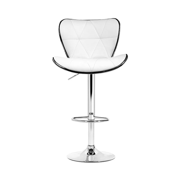 Artiss Set of 4 PU Leather Patterned Bar Stools - White and Chrome freeshipping - Awezingly
