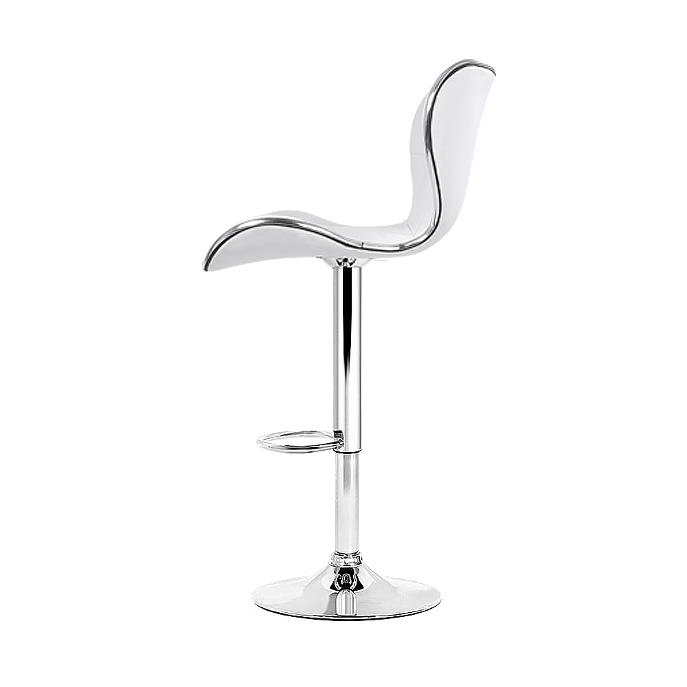 Artiss Set of 4 PU Leather Patterned Bar Stools - White and Chrome freeshipping - Awezingly