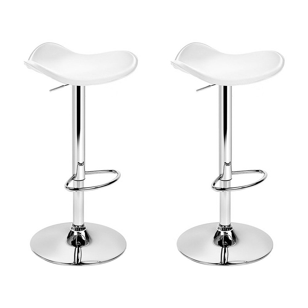 Artiss 2x Gas Lift Bar Stools Leather Chrome White freeshipping - Awezingly