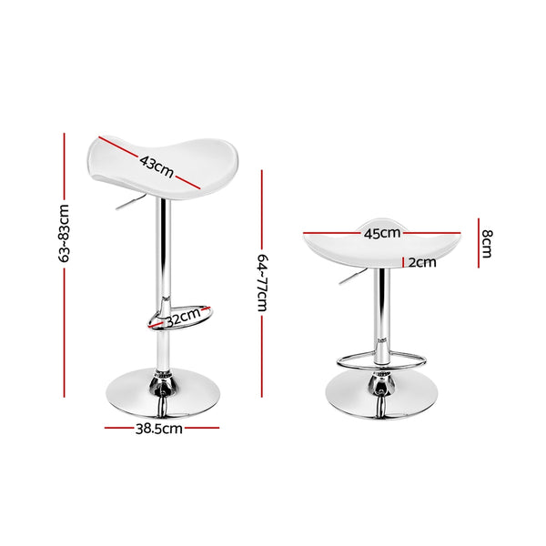 Artiss 2x Gas Lift Bar Stools Leather Chrome White freeshipping - Awezingly