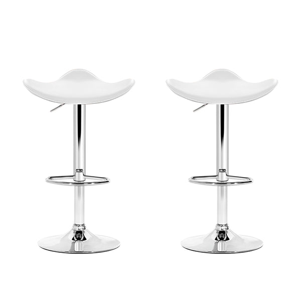 Artiss 2x Gas Lift Bar Stools Leather Chrome White freeshipping - Awezingly