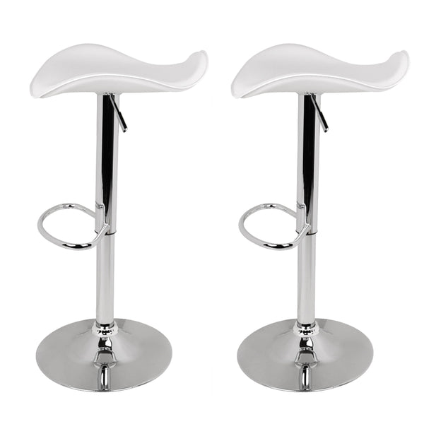 Artiss 2x Gas Lift Bar Stools Leather Chrome White freeshipping - Awezingly