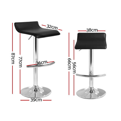Artiss Set of 2 PU Leather Bar Stools - Black
